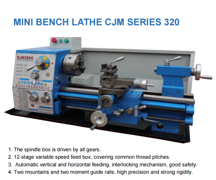 CJM320B Mini Metal Lathe Machine | Heavy-Duty Precision Turning Equipment for Industrial Workshops