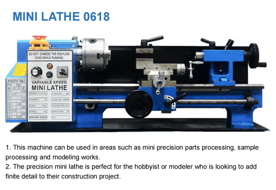 0618 Mini Metal Lathe | Variable-Speed Benchtop Lathe for Precision Machining